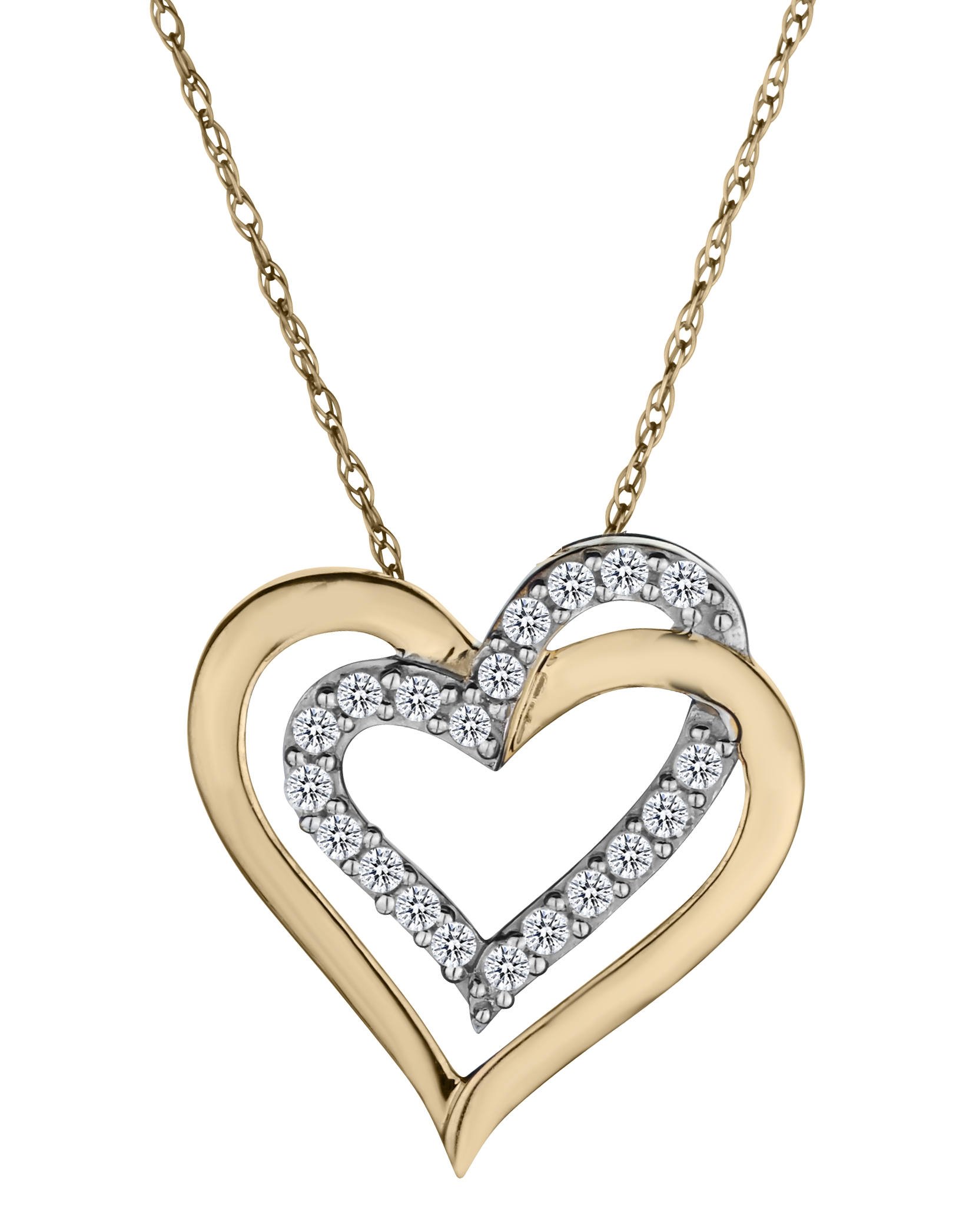 Heart Pendant with A Diamond in 10kt Yellow Gold