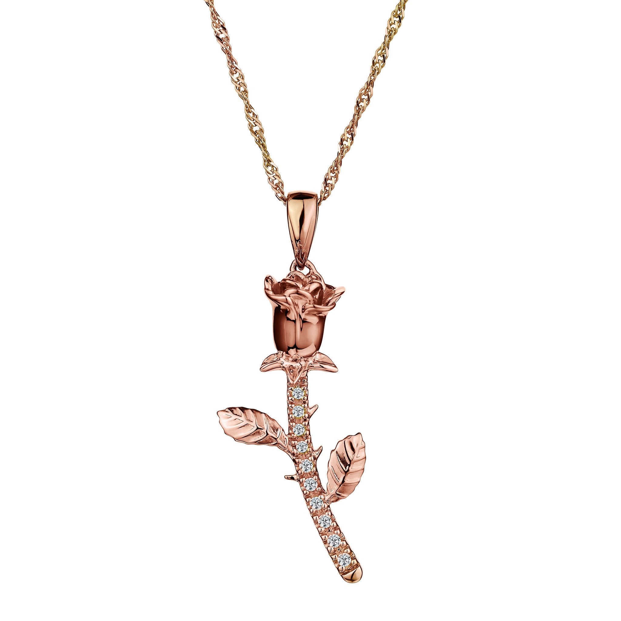 05 Carat of Diamonds Rose Pendant, 10kt Rose Gold