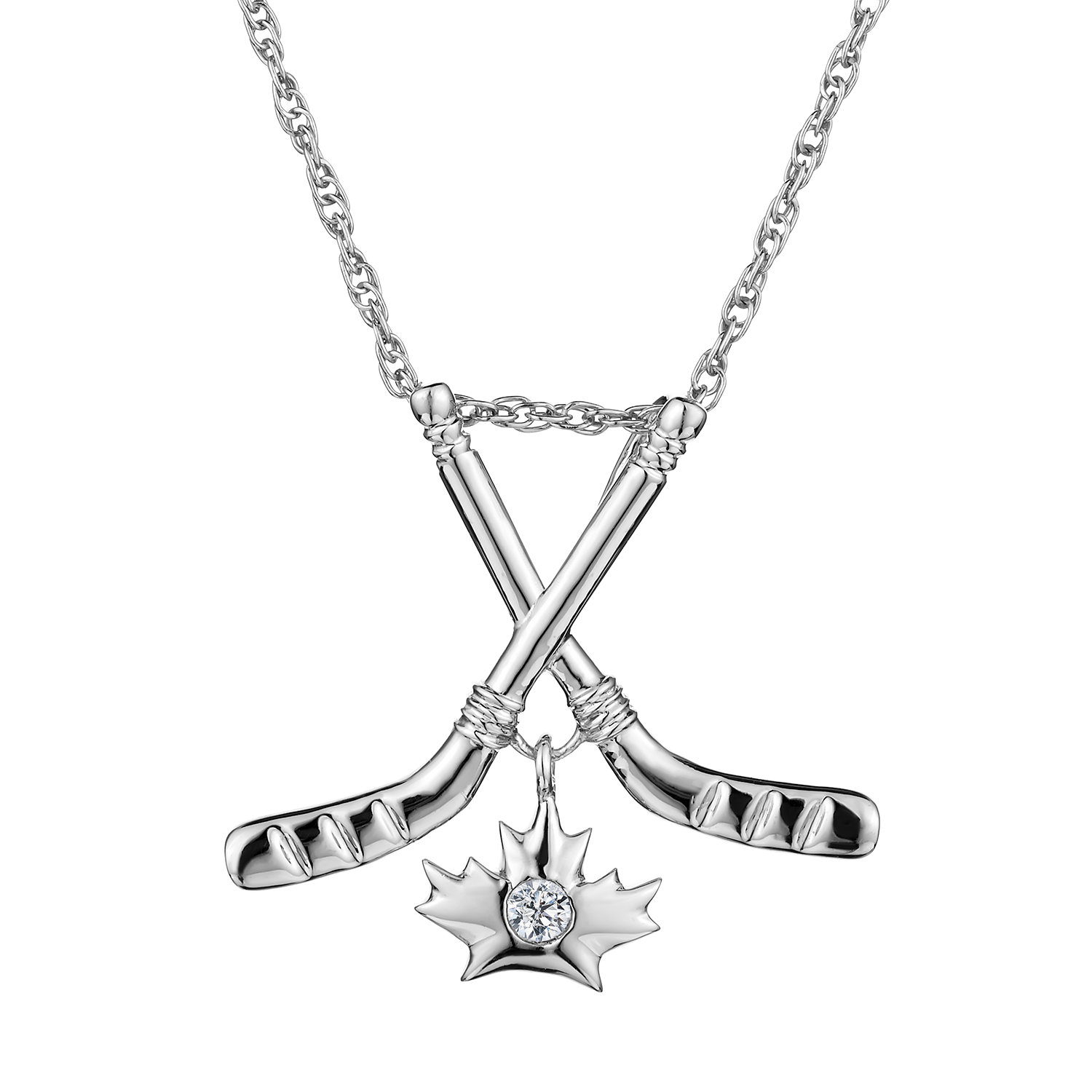 .03 Carat Diamond "Love Hockey" Pendant,  Sterling Silver. Necklaces and Pendants. Griffin Jewellery Designs