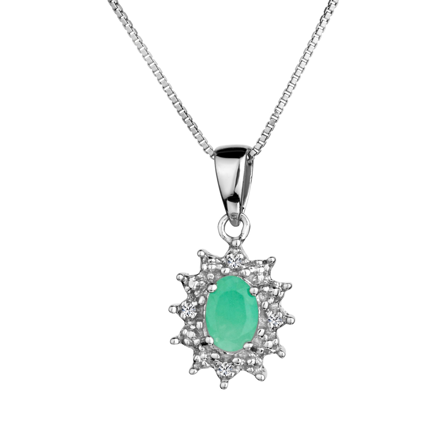 Genuine Emerald Diamond Pendant,  Sterling Silver. Necklaces and Pendants. Griffin Jewellery Designs. 