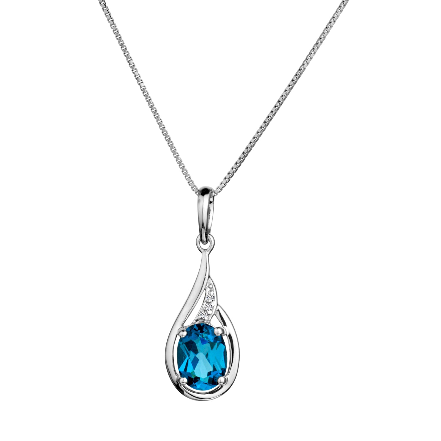 Genuine London Blue Topaz Diamond Pendant,  Sterling Silver. Necklaces and Pendants. Griffin Jewellery Designs. 