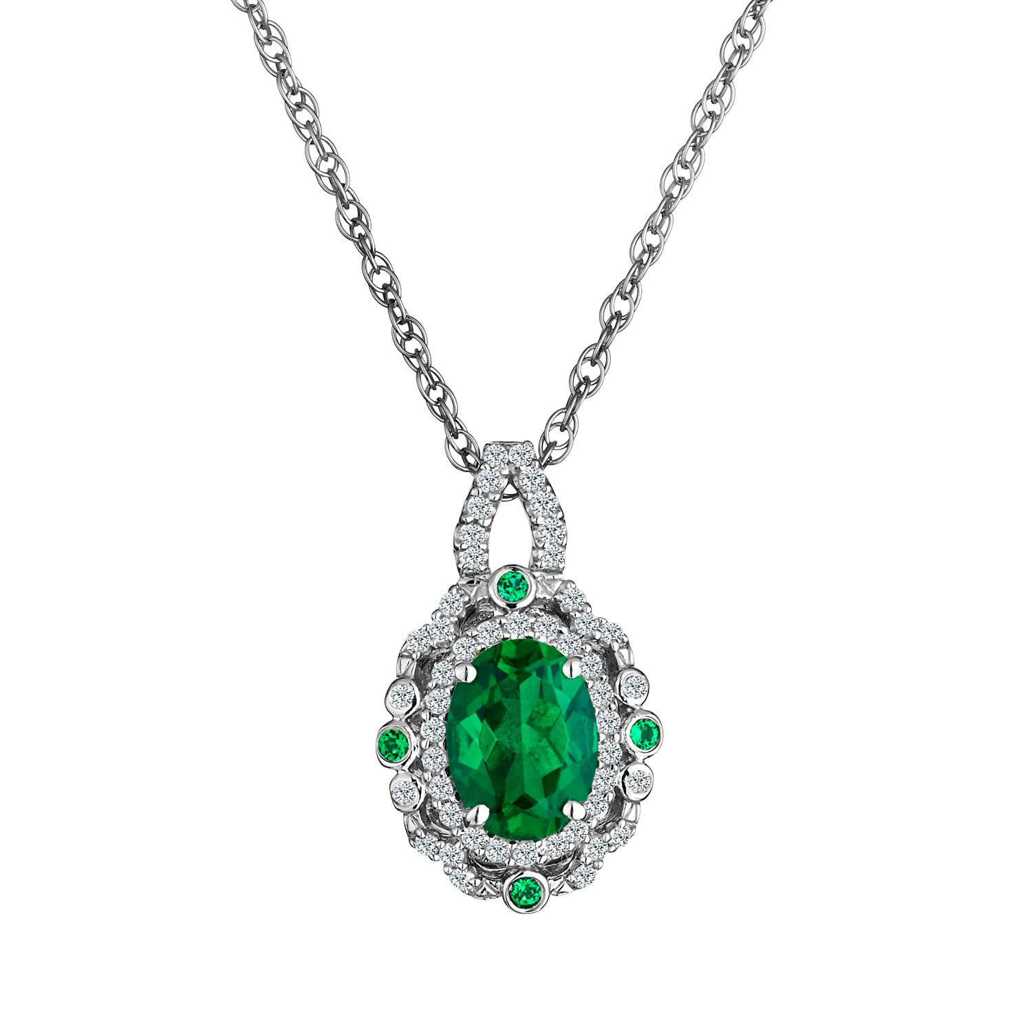 Created Emerald & Created Sapphire Pendant,  Sterling Silver. Necklaces and Pendants. Griffin Jewellery Designs. 