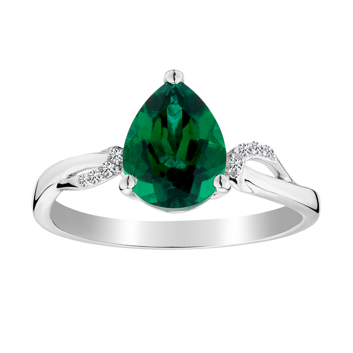 Created Emerald & Created White Sapphire Ring,  Sterling Silver. Gemstone Rings. Griffin Jewellery Designs
