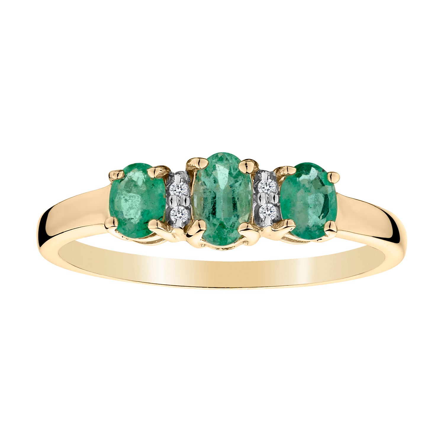 Genuine Emerald Diamond Ring,  10kt Yellow Gold. Gemstone Rings. Griffin Jewellery Designs