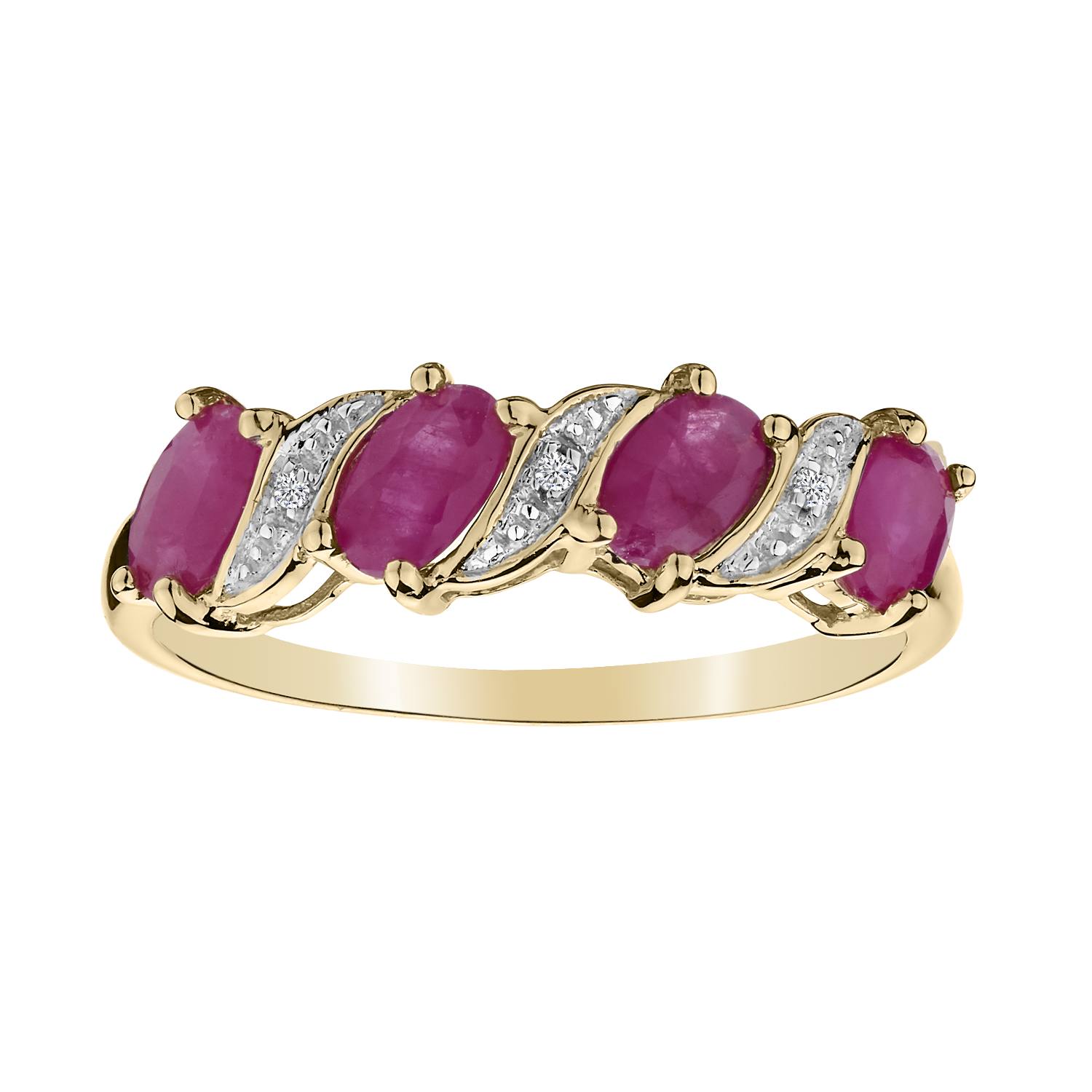 Genuine Ruby Diamond Ring,  10kt Yellow Gold. Gemstone Rings. Griffin Jewellery Designs
