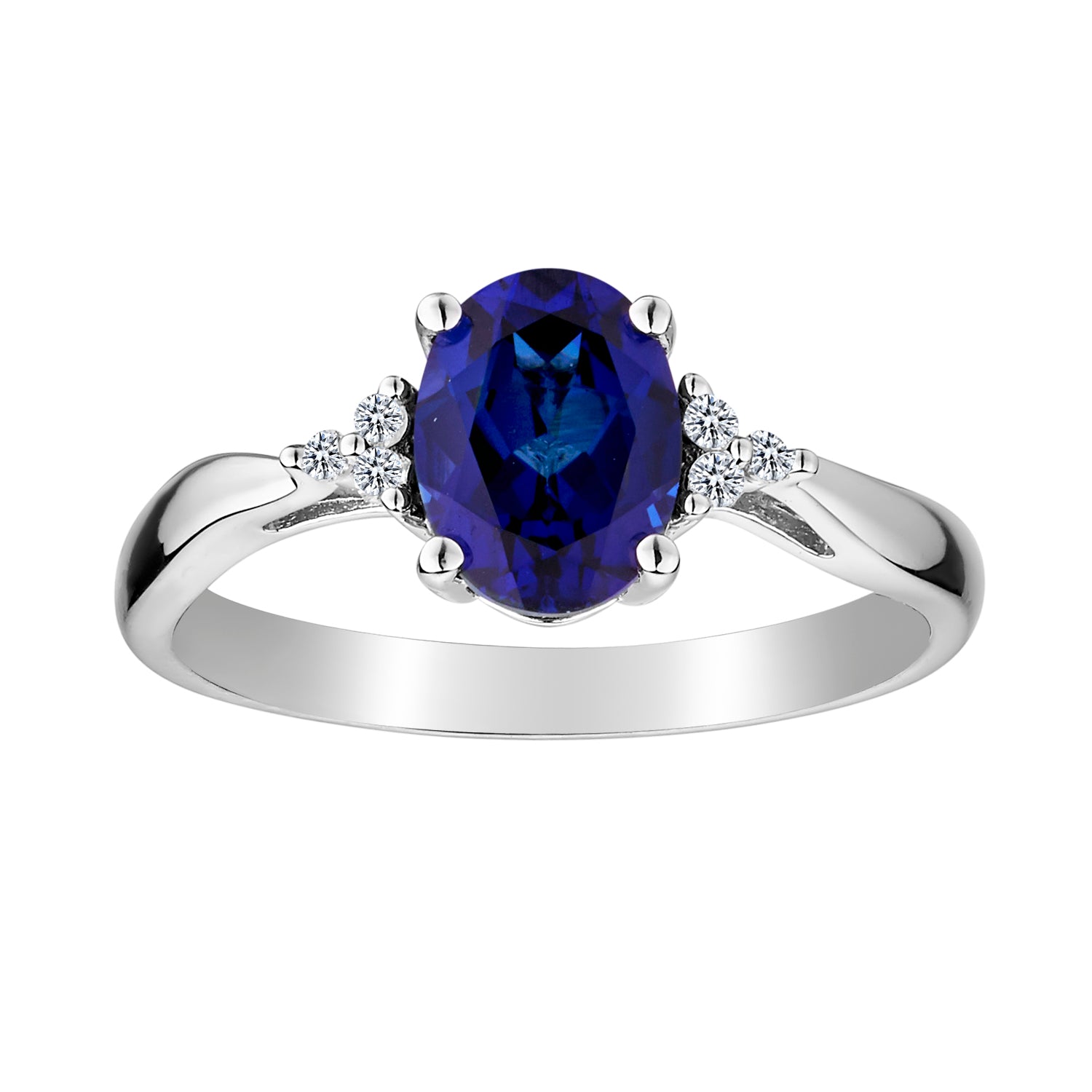Created Blue & White Sapphire Ring,  Sterling Silver.Gemstone Rings. Griffin Jewellery Designs