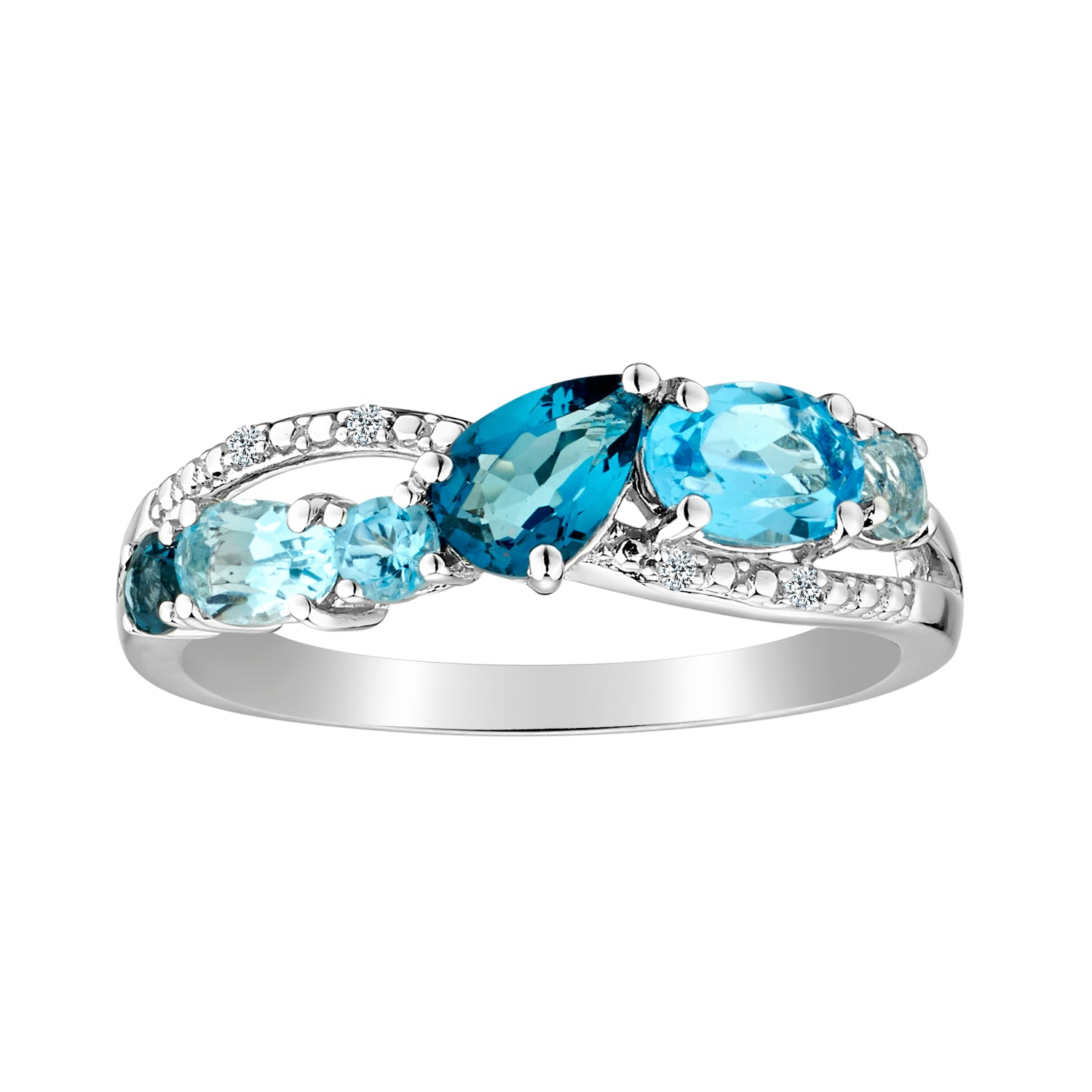 London Sky & Swiss Blue Topaz Ring,  Sterling Silver. Gemstone Rings. Griffin Jewellery Designs