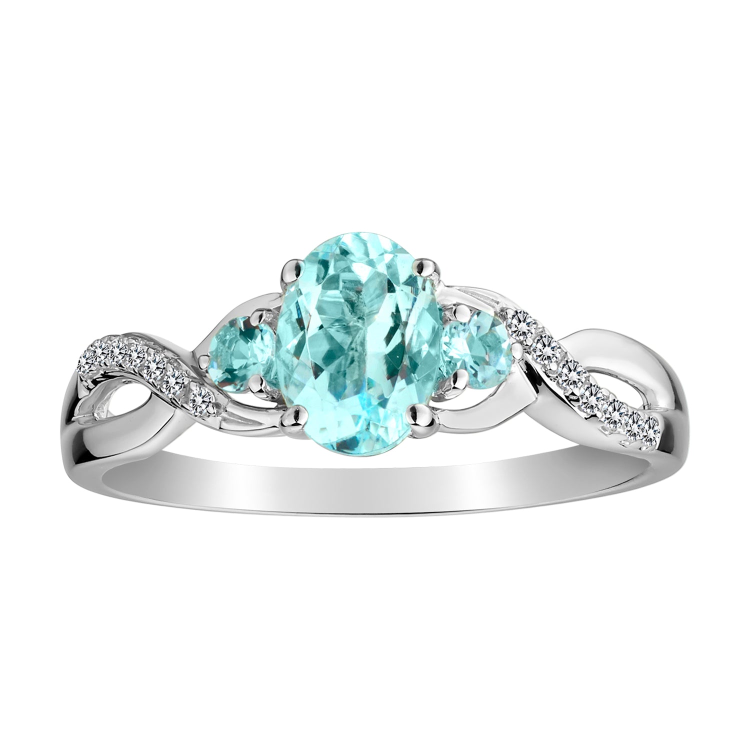 Genuine Aquamarine & White Sapphire Ring,  Sterling Silver. Gemstone Rings. Griffin Jewellery Designs
