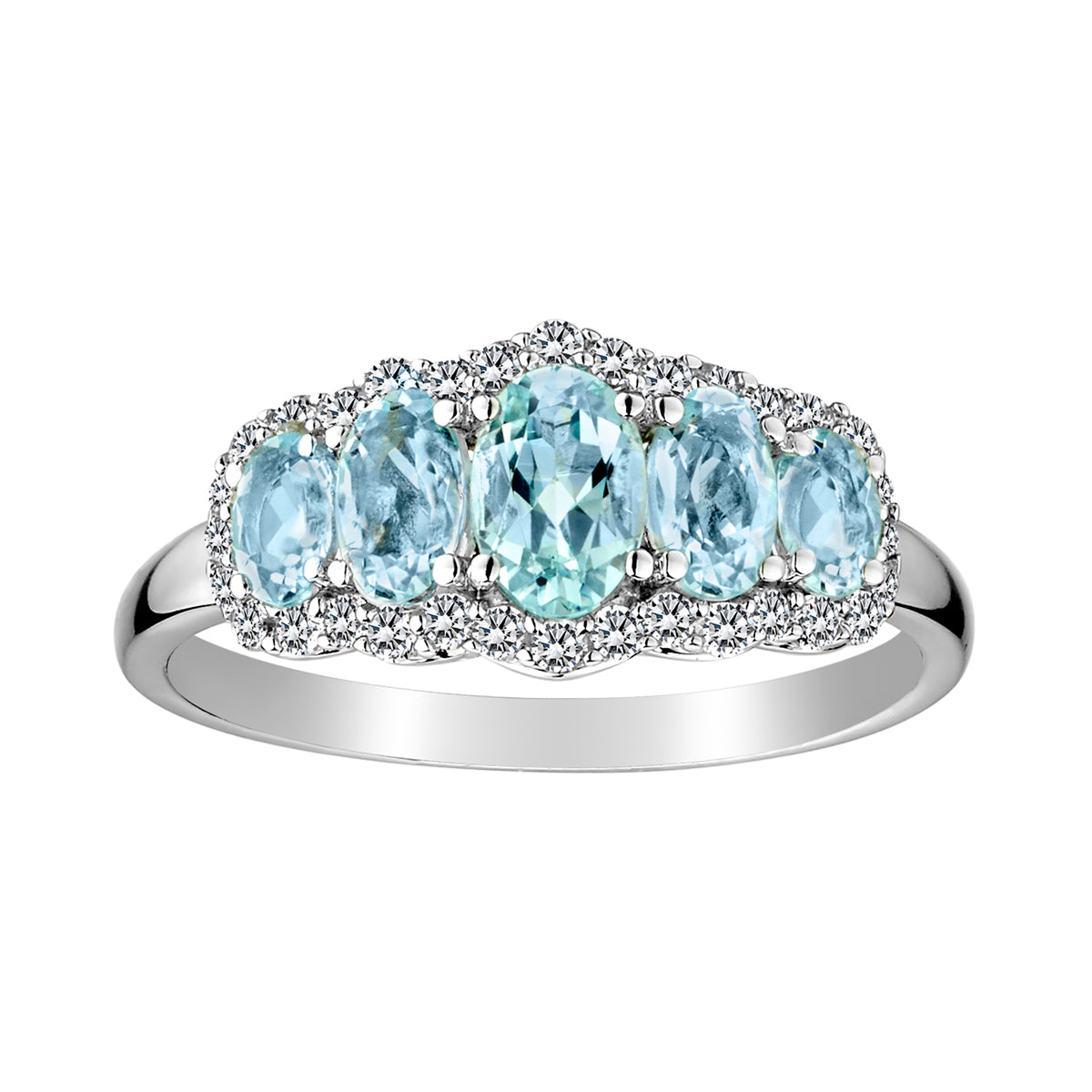 Genuine Aquamarine and White Sapphire Ring,  Sterling Silver.Gemstone Rings. Griffin Jewellery Designs