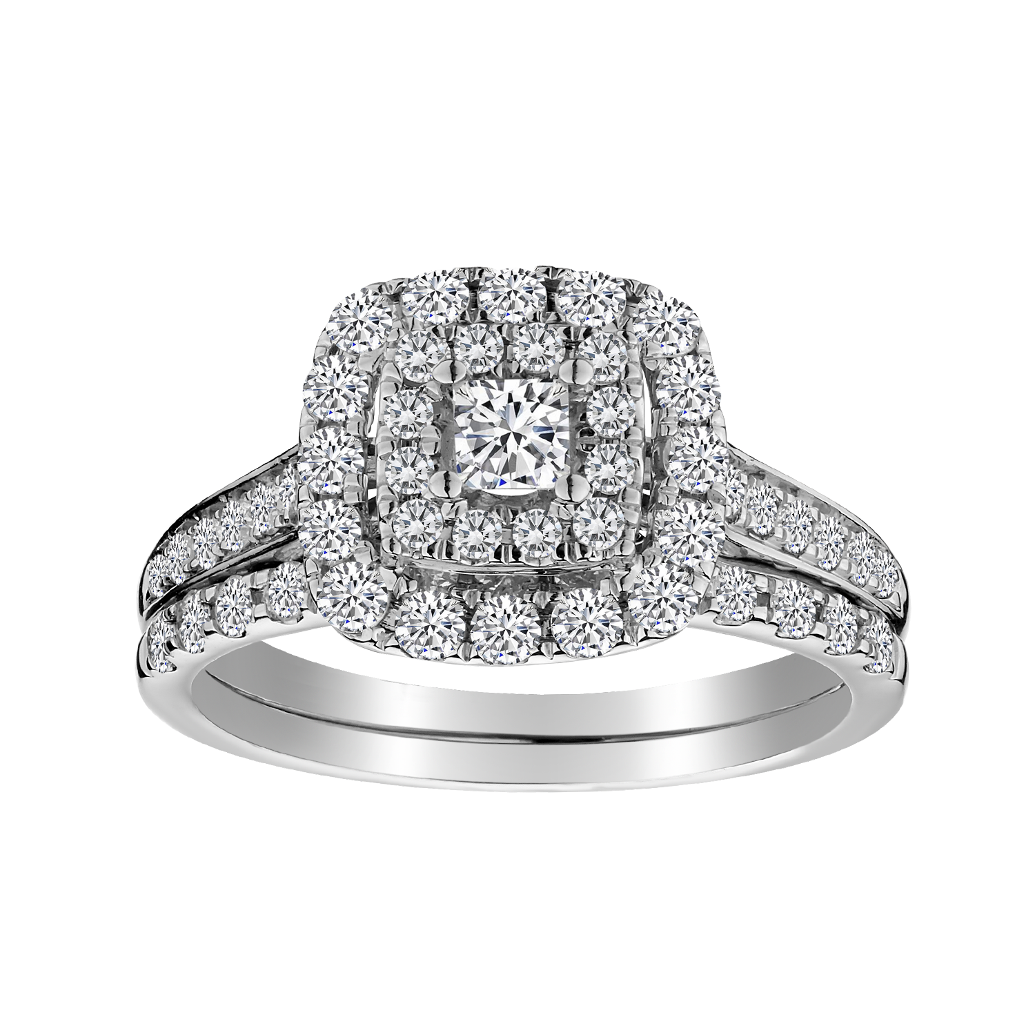 Carat of Diamonds Princess Cut Centre Engagement Ring Set, 14kt W