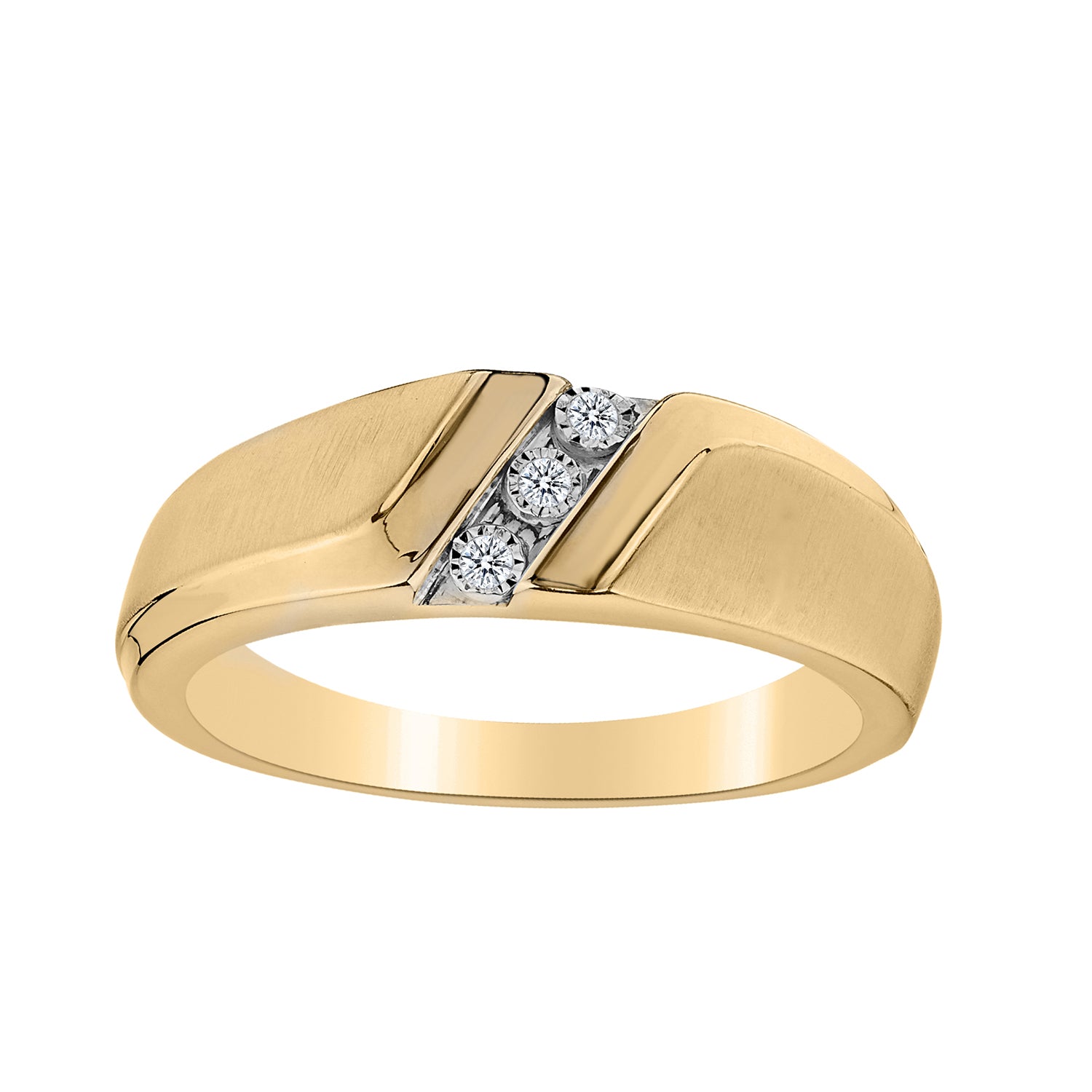 .05 CARAT DIAMOND "PAST, PRESENT, FUTURE" GENTLEMAN'S RING, 10kt YELLOW GOLD. Men’s Rings. - Griffin Jewellery Designs