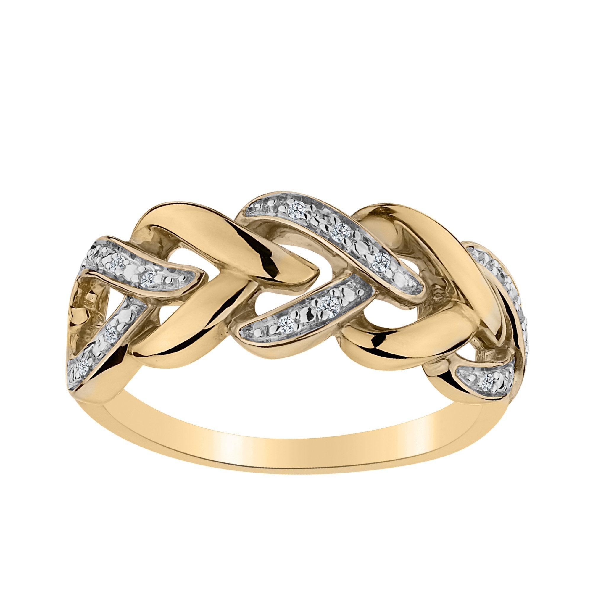 .05 CARAT DIAMOND "WOVEN" HEARTS RING, 10kt YELLOW GOLD. Fashion Rings - Griffin Jewellery Designs