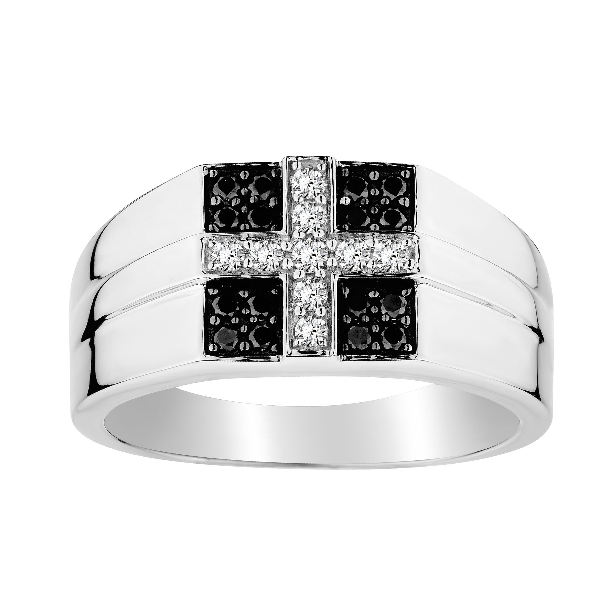.40 CARAT BLACK AND WHITE DIAMOND CROSS GENTLEMAN'S RING, 10kt WHITE GOLD…...................NOW - Griffin Jewellery Designs