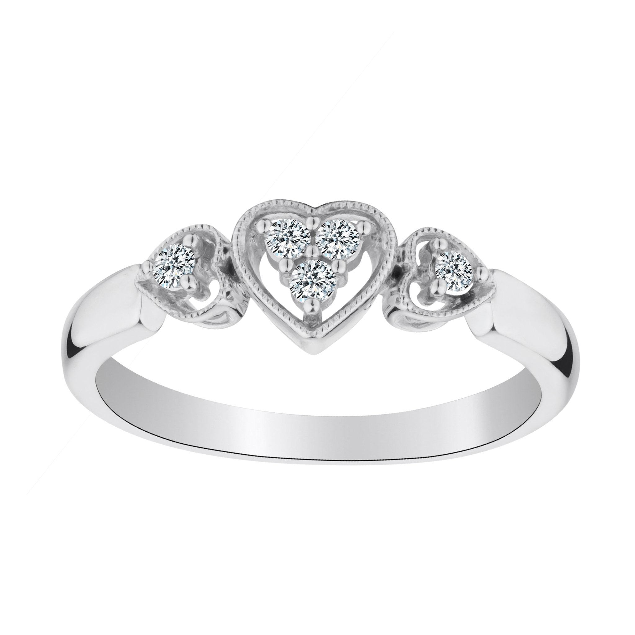 .10 CARAT DIAMOND "PAST, PRESENT, FUTURE" HEART RING, 10kt WHITE GOLD. Fashion Rings - Griffin Jewellery Designs