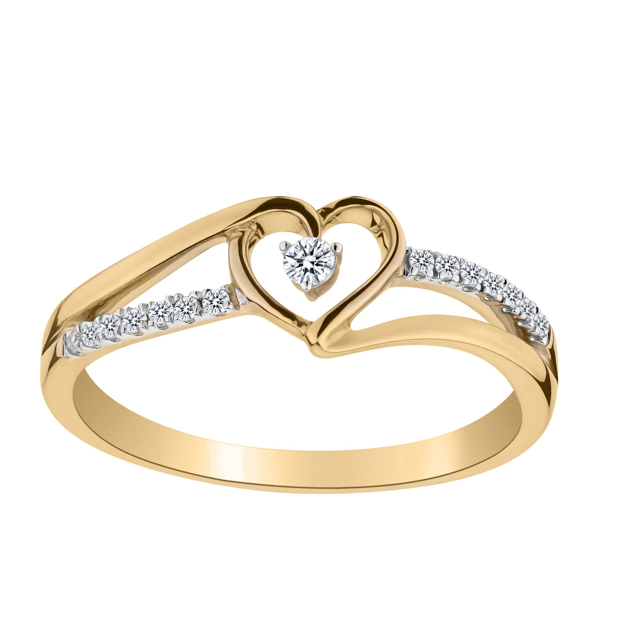 .10 CARAT DIAMOND HEARTS RING, 10kt YELLOW GOLD. Fashion Rings - Griffin Jewellery Designs