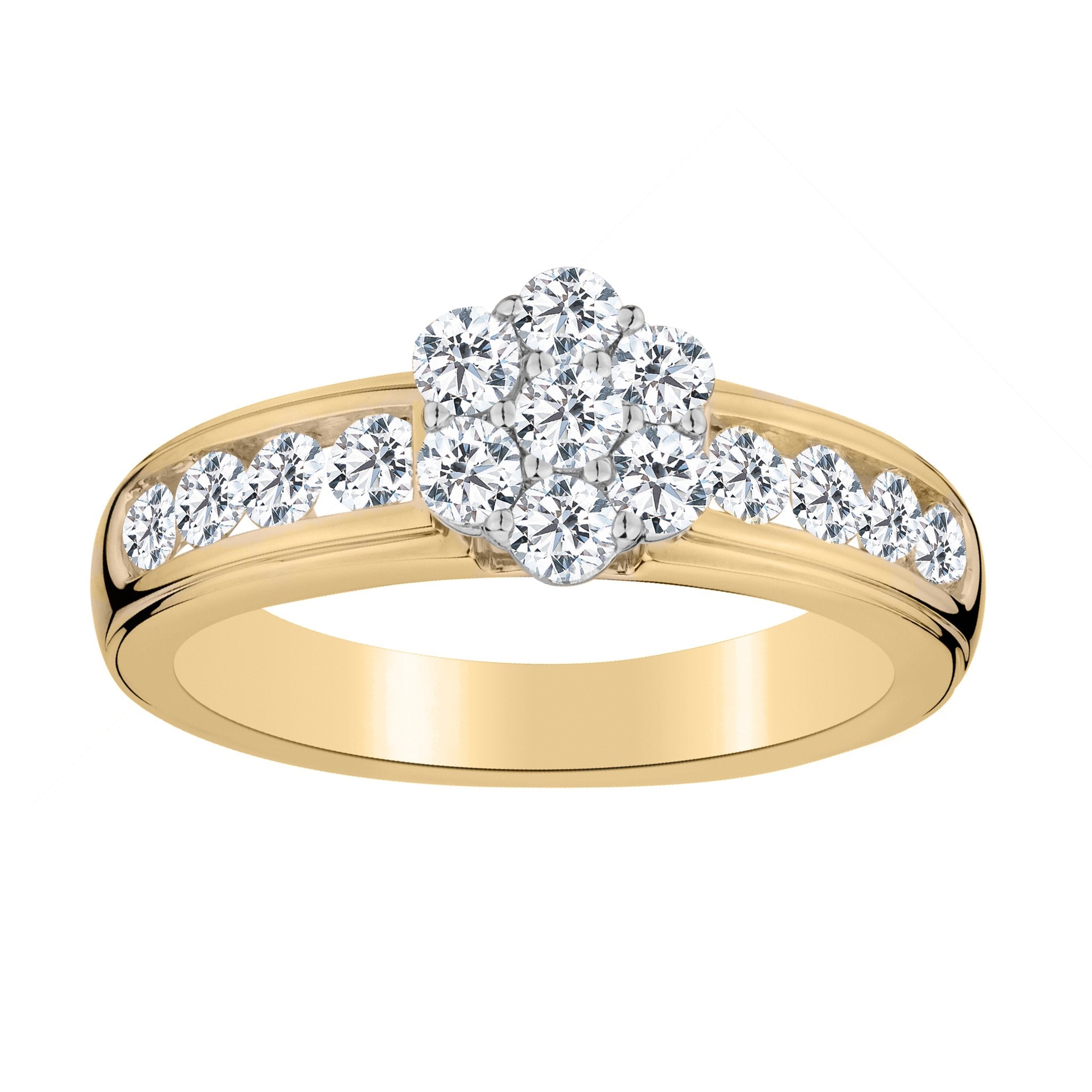 .92 CARAT DIAMOND "FLOWER" RING, 10kt YELLOW GOLD - Griffin Jewellery Designs