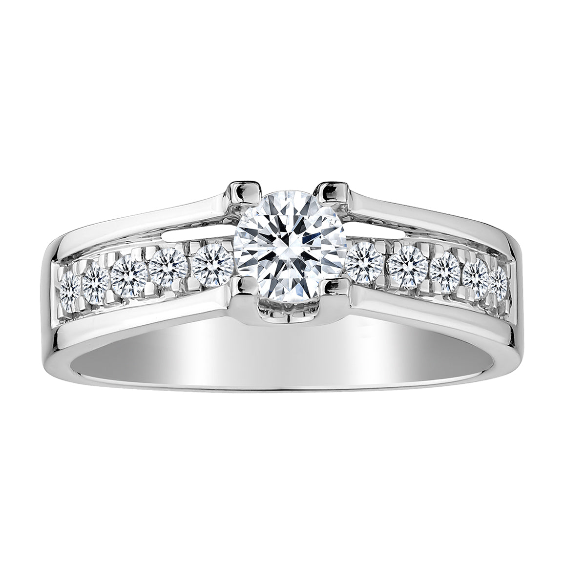 .75 Carat Euro Shank Engagement Diamond Ring,  14kt White Gold. Griffin Jewellery Designs
