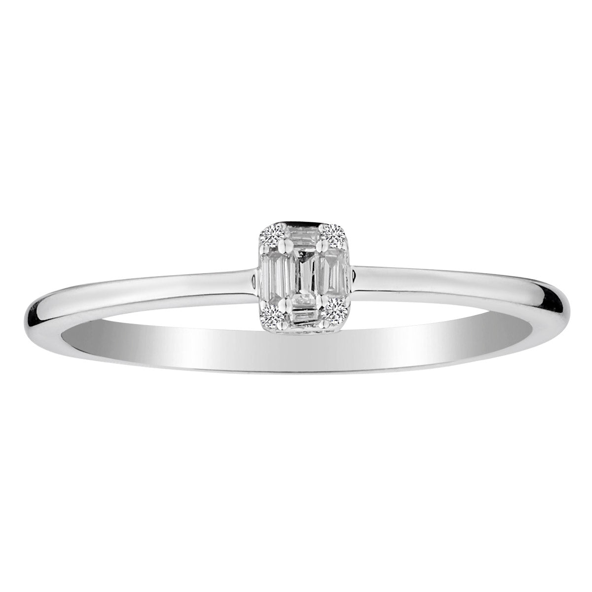 .06 Carat of Diamonds Emerald Shape Ring, 10kt White Gold......................NOW