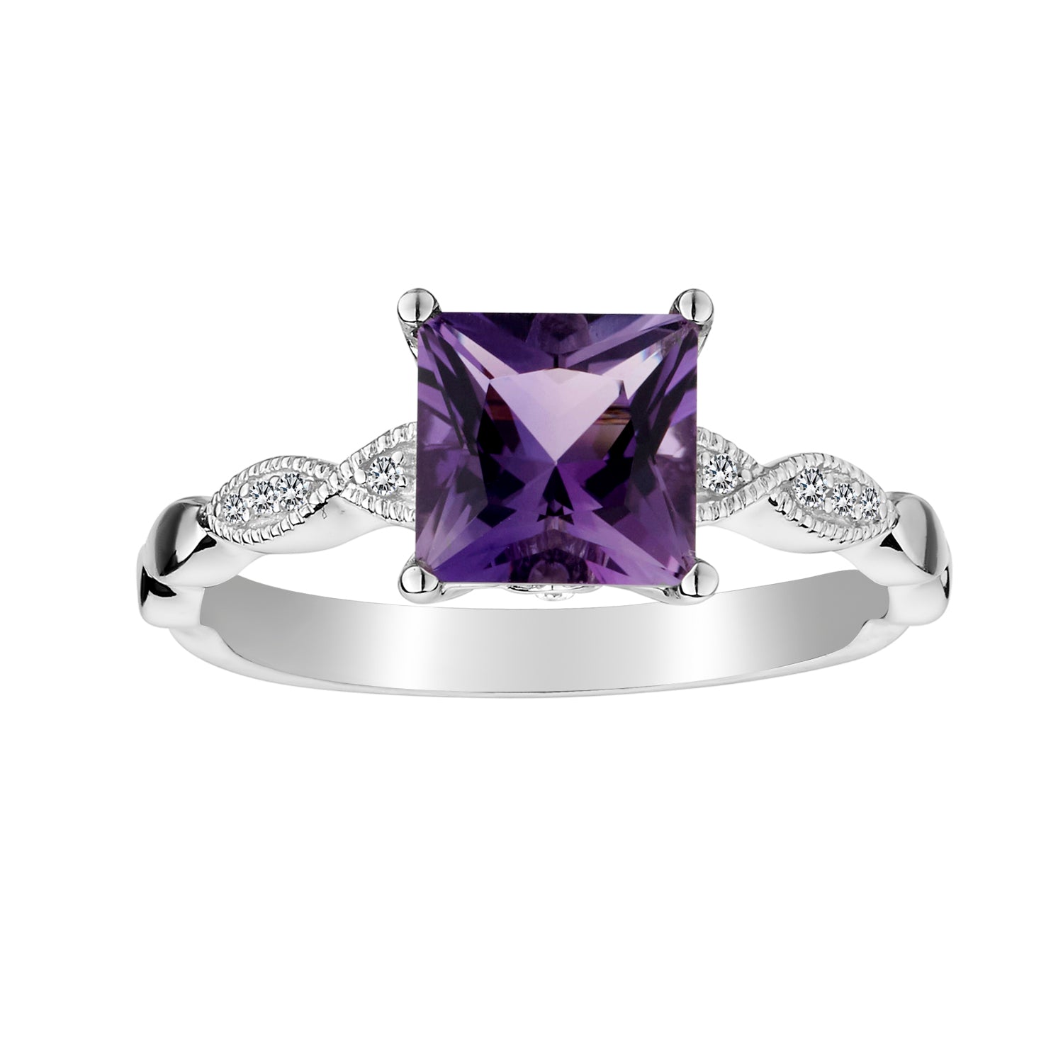 Created White Sapphire & Amethyst Ring,  Sterling Silver.  Gemstone Rings. Griffin Jewellery Designs