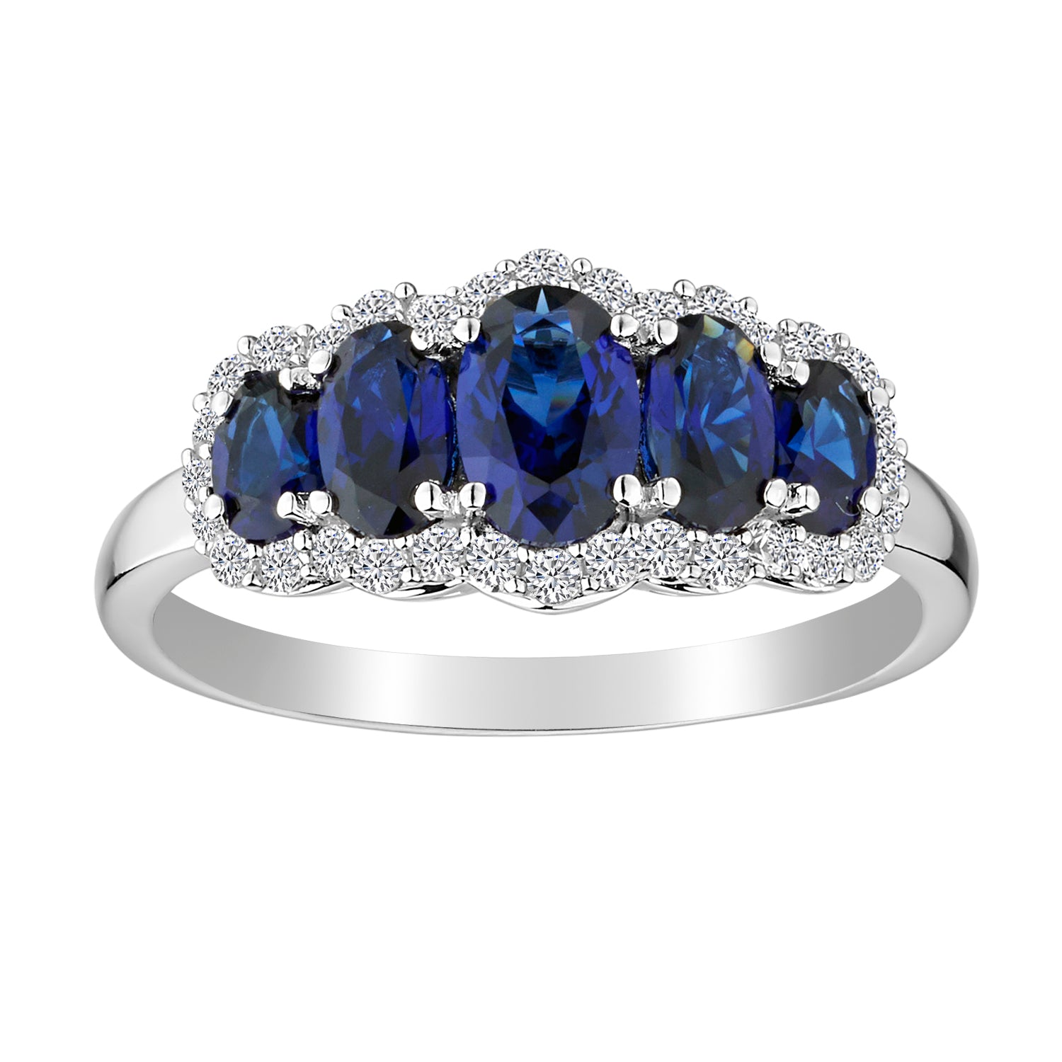 Created Blue & White Sapphire Ring,  Sterling Silver. Gemstone Rings. Griffin Jewellery Designs