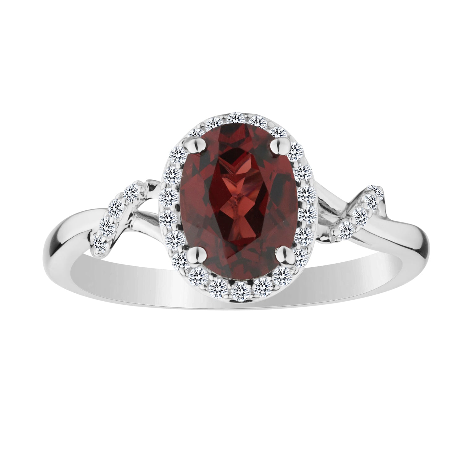 Garnet & Created White Sapphire Ring,  Sterling Silver. Gemstone Rings. Griffin Jewellery Designs