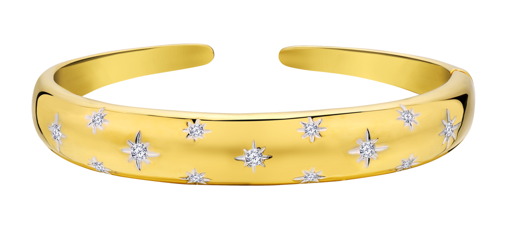 .50 Carat of Lab Grown Diamonds "Star" Bangle, Gold Plated.....................NOW