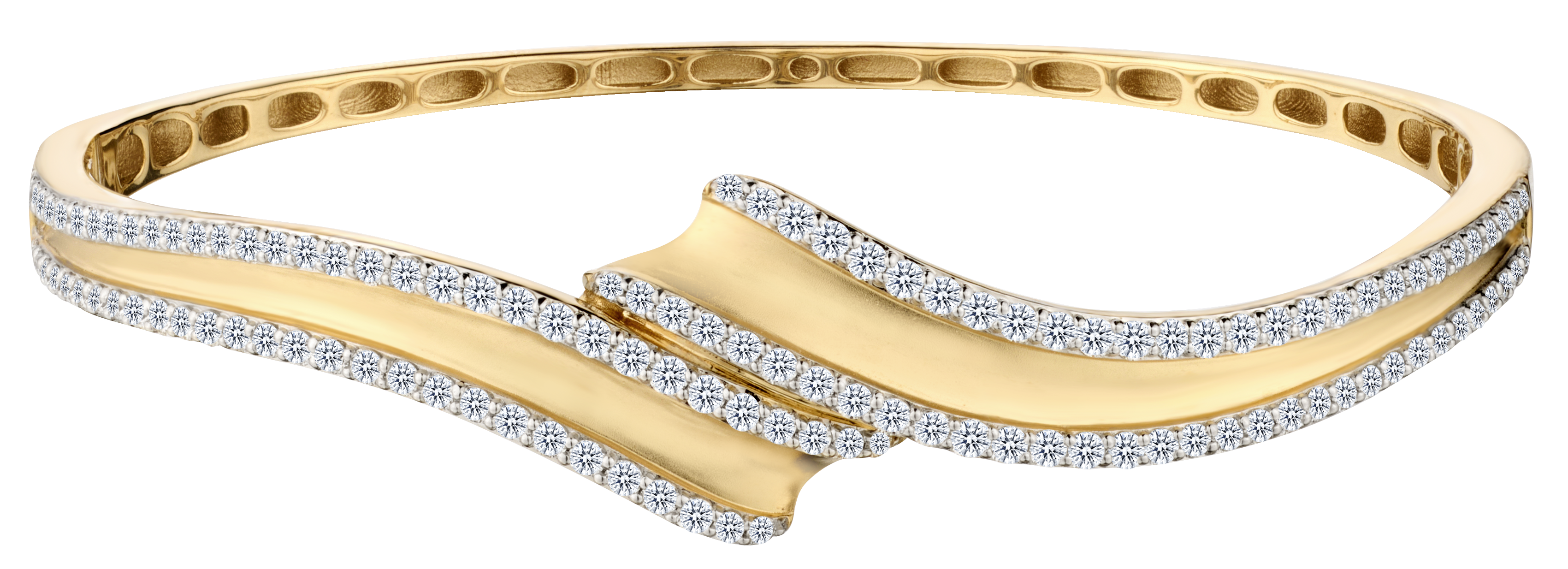 2.00 Carat of Lab Grown Diamonds Bangle, 10kt Yellow Gold.....................NOW