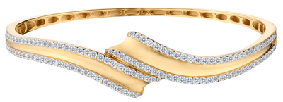 2.00 Carat of Lab Grown Diamonds Bangle, 10kt Yellow Gold.....................NOW