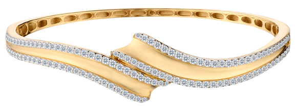 2.00 Carat of Lab Grown Diamonds Bangle, 10kt Yellow Gold.....................NOW