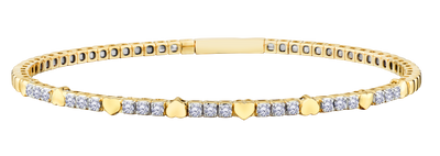 .50 Carat Of Lab Grown Diamonds "Hearts" Bangle, 10kt Yellow Gold.....................NOW
