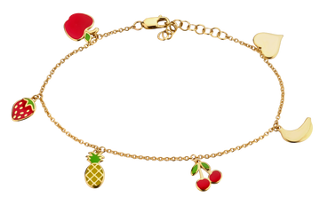 Enamel "Fruit Charm" Bracelet, 10kt Yellow Gold.....................NOW - Griffin Jewellery Designs