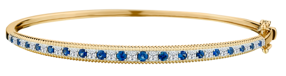 .50 Carat of Diamonds & Blue Sapphire Bangle, 14kt Yellow Gold.....................NOW