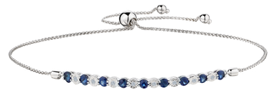 Genuine Sapphire and .04 Carat of Diamond Bolo Bracelet, 10kt White Gold.....................NOW