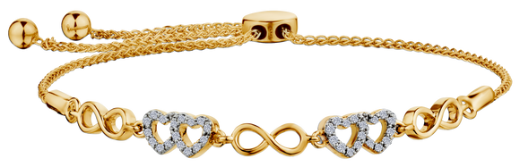 .16 Carat of Diamonds "Infinite Hearts" Bolo Bracelet, 10kt Yellow Gold.....................NOW