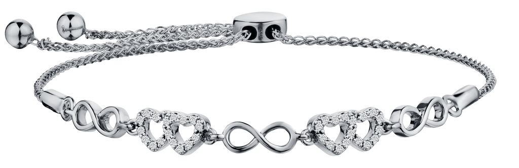 .09 Carat of Diamonds "Infinite Hearts" Bolo Bracelet, 10kt White Gold.....................NOW