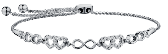 .09 Carat of Diamonds "Infinite Hearts" Bolo Bracelet, 10kt White Gold.....................NOW