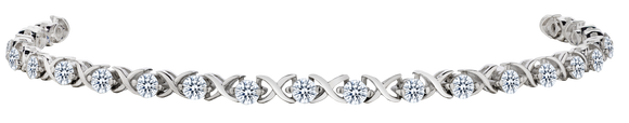 2.55 Carat of Lab Grown Diamonds "XOXO" Bracelet, Silver.....................NOW
