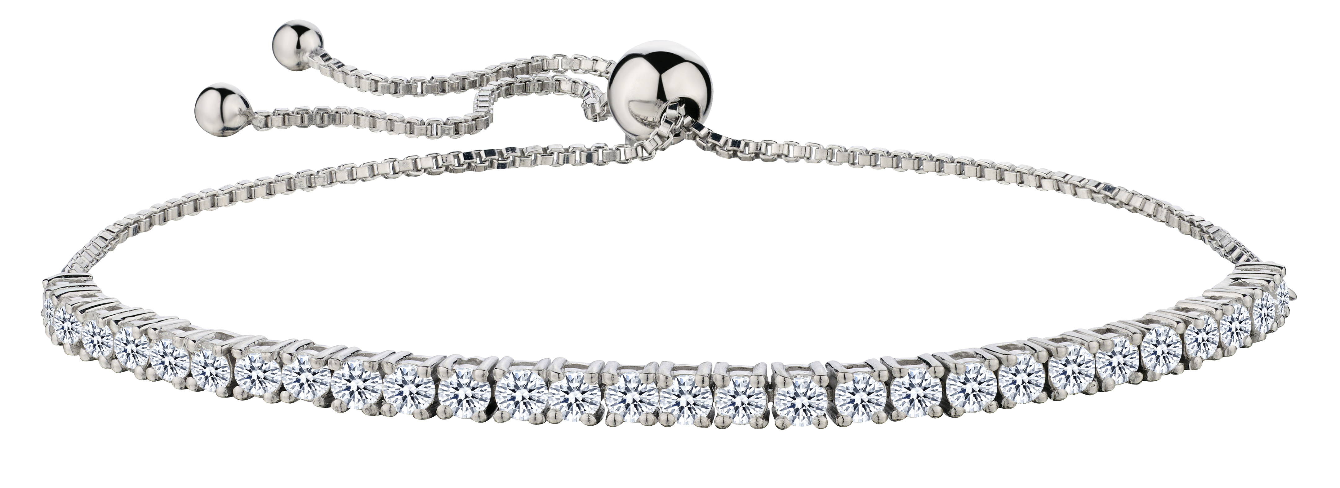 2.00 Carat of Lab Grown Diamonds "Love Tie" Bolo Bracelet, Silver.....................NOW