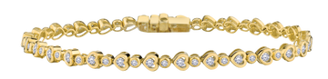 1.00+ Carat of Lab Grown Diamonds "Heart" Bracelet, 10kt Yellow Gold.....................NOW