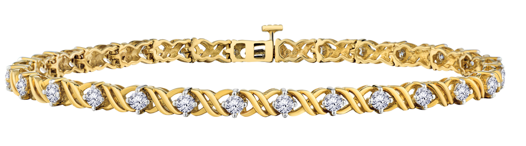 2.00 Carat Of Lab Grown Diamonds "Xoxo" Bracelet, 10kt Yellow Gold.....................NOW