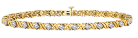 2.00 Carat Of Lab Grown Diamonds "Xoxo" Bracelet, 10kt Yellow Gold.....................NOW