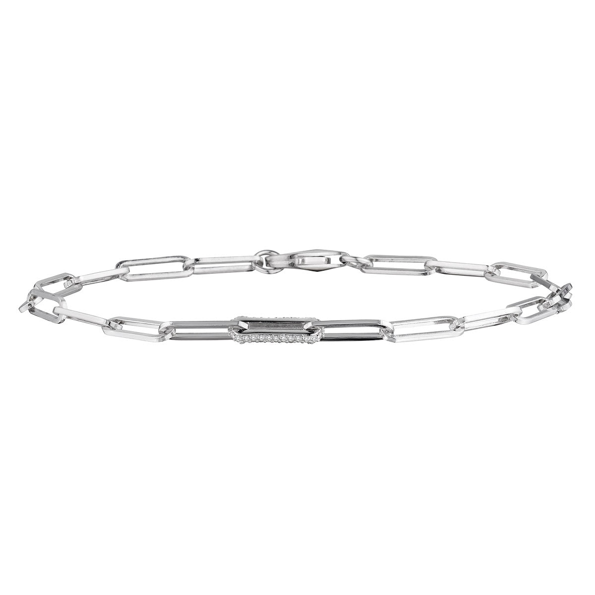 .15 Carat Paperclip Diamond Bracelet,  8", Sterling Silver.  Men’s Rings. Griffin Jewellery Designs. 