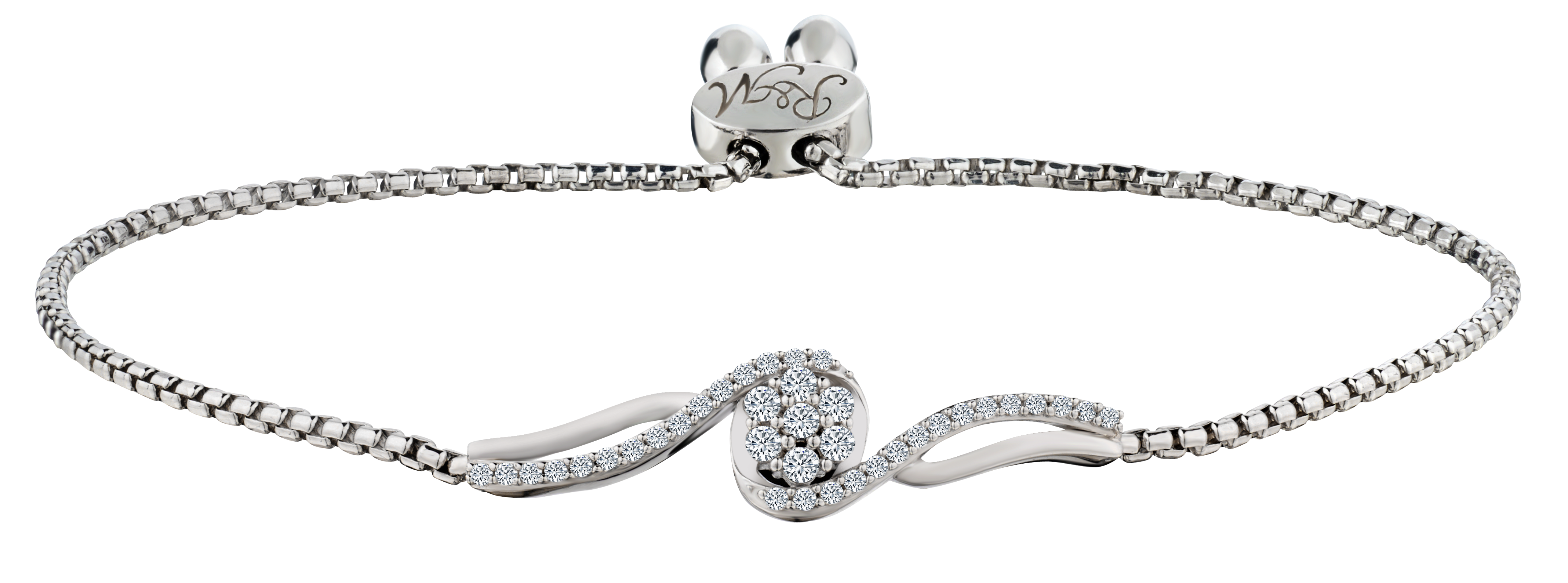 Created White Sapphire "Flower" Bolo Bracelet, Silver.....................NOW