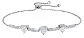 Created White Sapphire "Past, Present, Future" Heart Bracelet, Silver.....................NOW