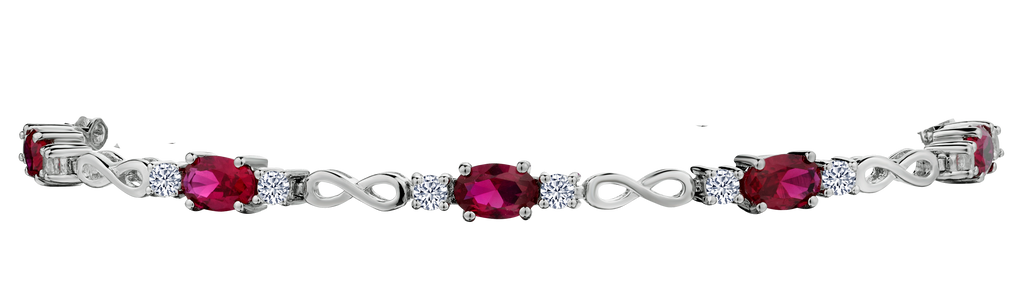 Created Ruby & Created White Sapphire "Infinity" Bracelet, Silver.....................NOW