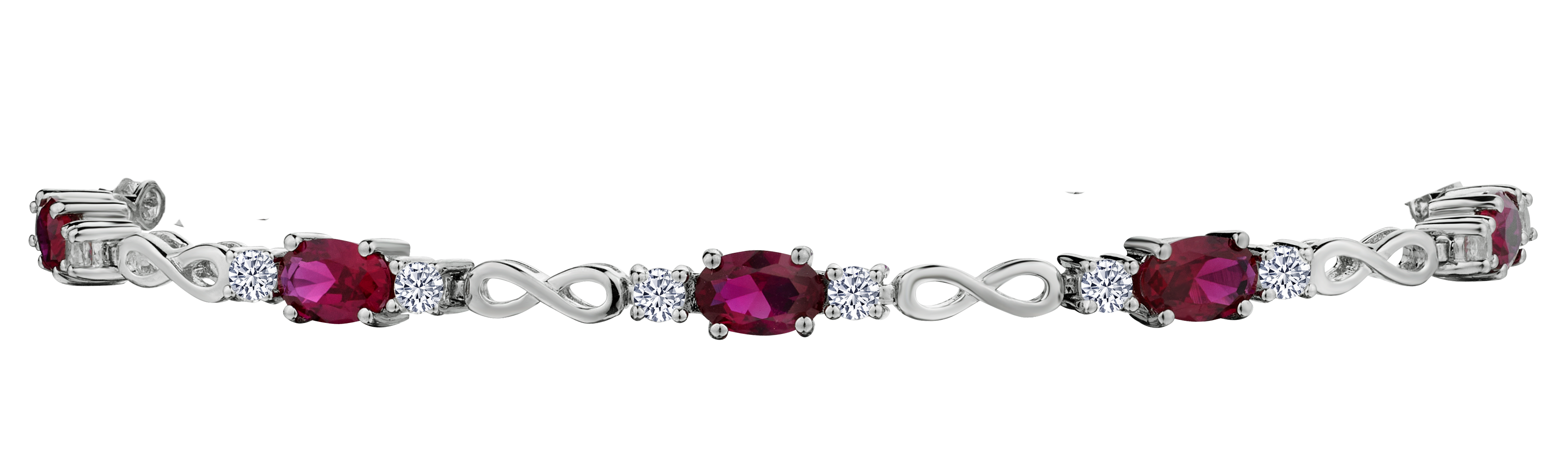 Created Ruby & Created White Sapphire "Infinity" Bracelet, Silver.....................NOW
