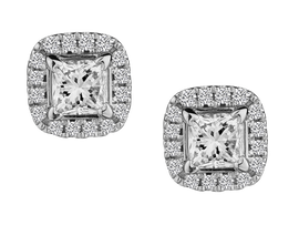 .53 Carat of Canadian Diamonds Princess Cut Halo Earrings, 10kt White Gold.....................NOW