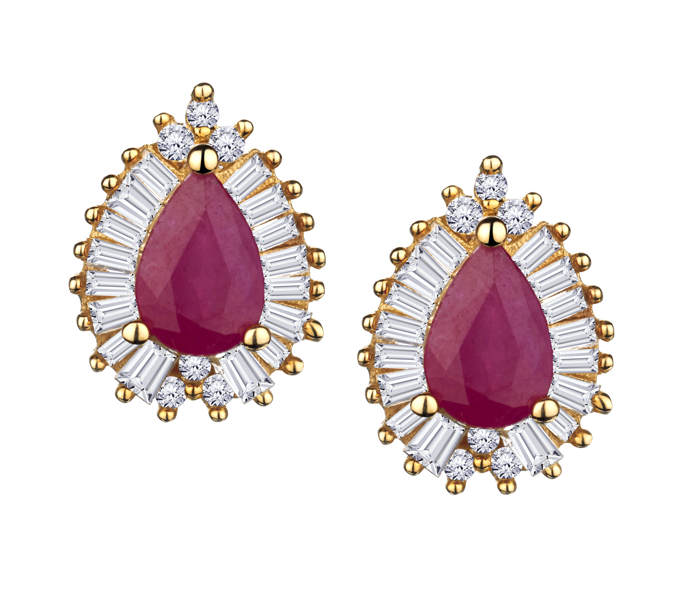 14kt Yellow Gold, Ruby and .33 Carat of Diamonds, Halo Earrings.....................NOW