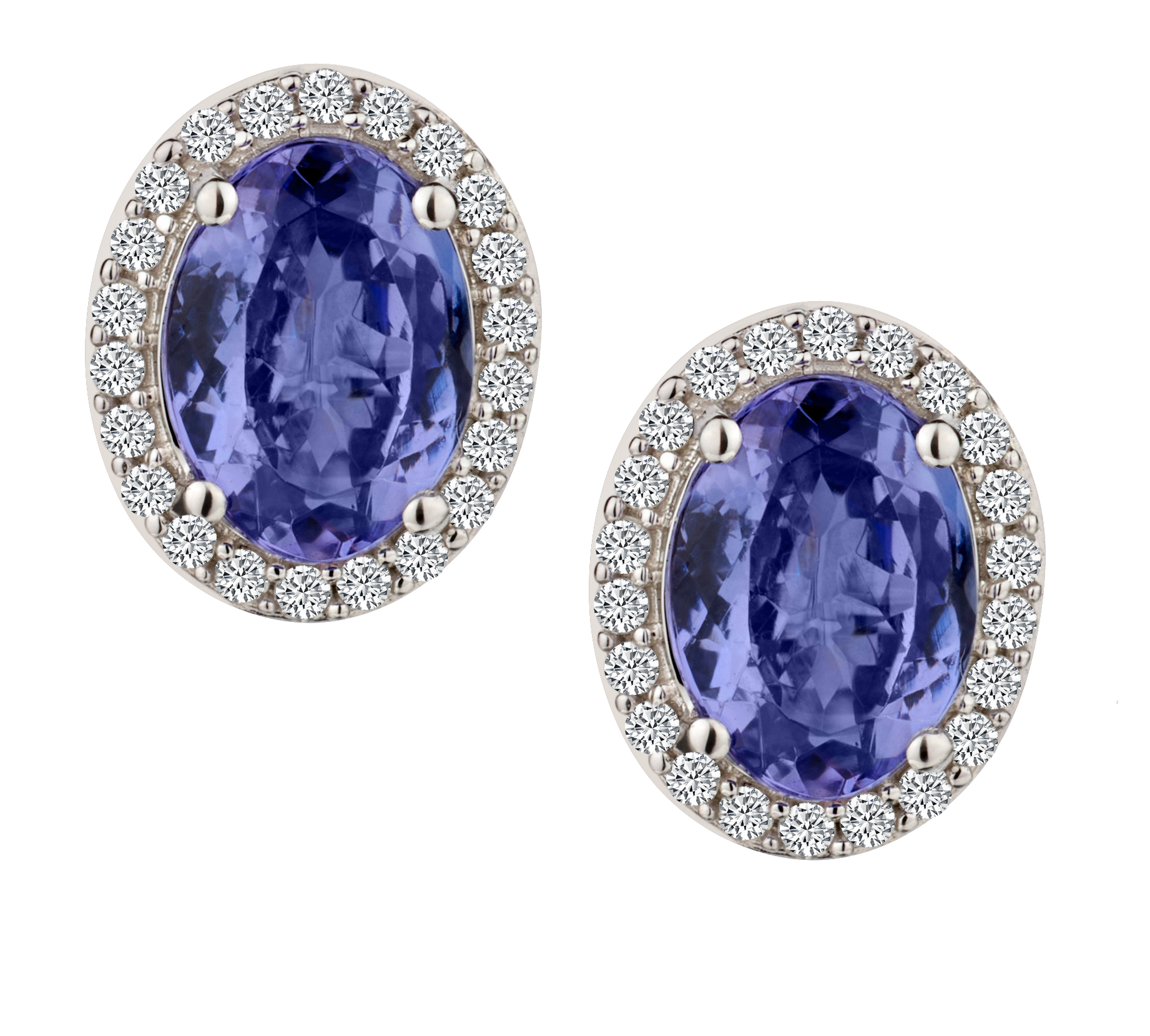 2.95 Carat of Tanzanite and Diamonds Halo Earrings, 14kt White Gold.....................NOW