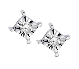 .05 Carat of Diamonds Square Stud Earrings, 10kt White Gold.....................NOW